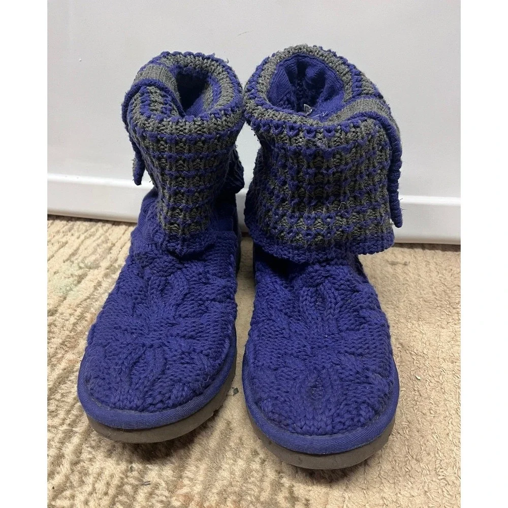 UGG Women's Leland Indigo Knit Cardy Pull On Winter Boots‎ Size US 7